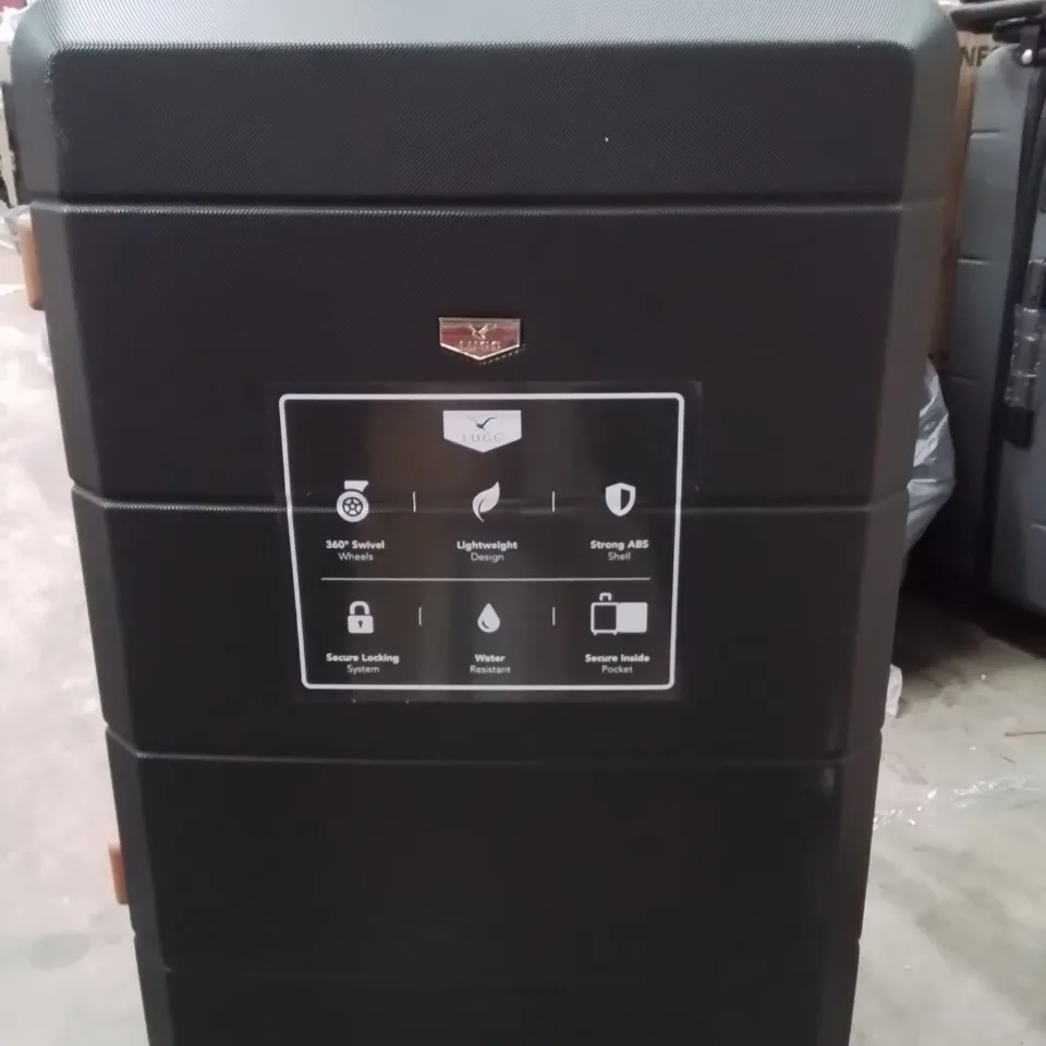 LUGG JETSET 28 INCH TRAVEL SUITCASE BLACK AND BROWN 