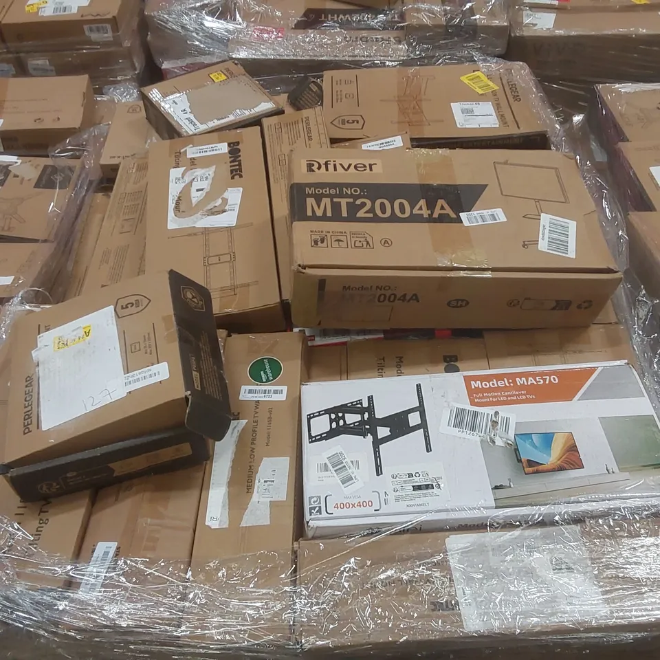 PALLET CONTAINING A VERY LARGE QUANTITY OF ASSORTED TV STANDS/MOUNTS ECT