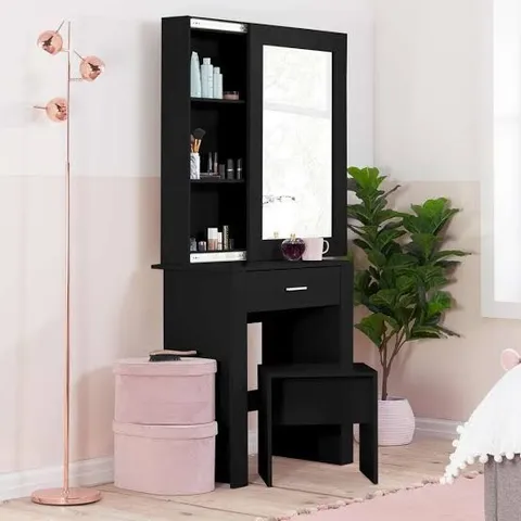 BRAND NEW BOXED HOXTON DRESSING TABLE WITH MIRROR IN VINTAGE WOOD/BLACK (2 BOXES)