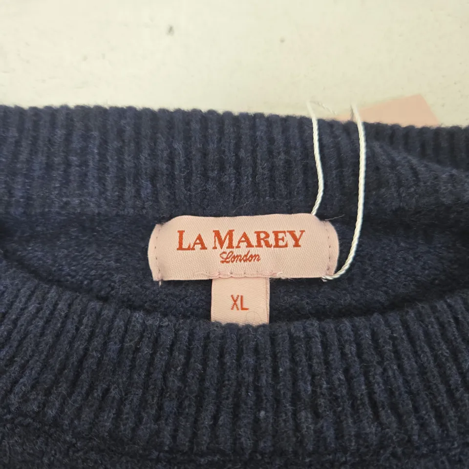 BAGGED LA MAREY NAVY KNIT JUMPER UK XL 