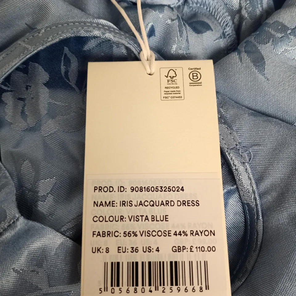OMNES IRIS JACQUARD DRESS – VISTA BLUE, UK 8
