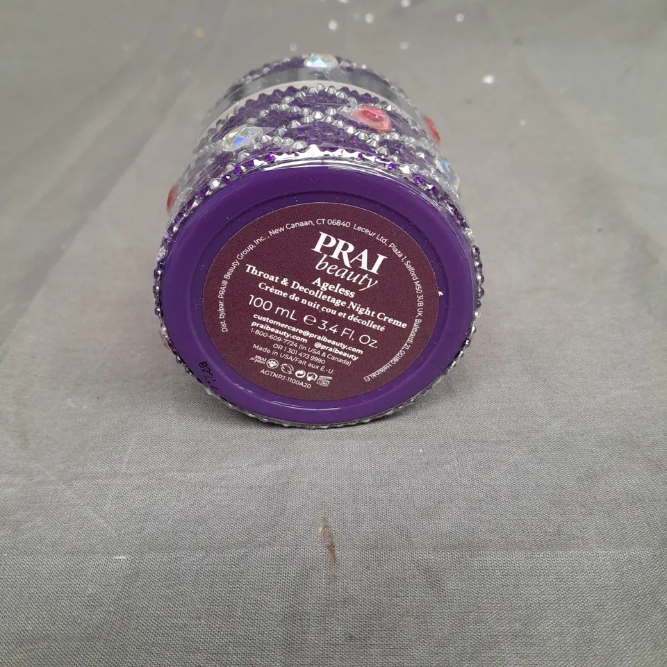 BOXED AND SEALED PRAI BEAUTY AGELESS THROAT AND DECOLLETAGE NIGHT CRÈME 100ML PURPLE