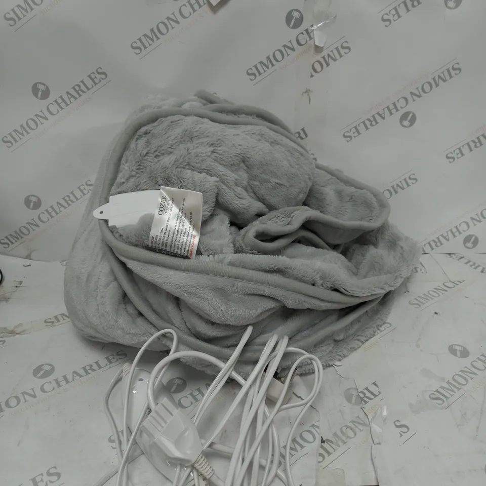 BOXED COZEE HOME VELVETSOFT HEATED THROW IN LIGHT GREY