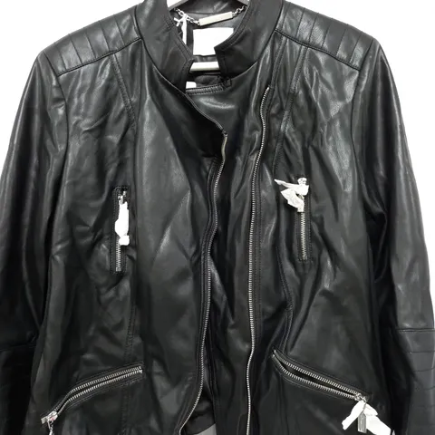 DANNI MINOGUE FUAX BIKER JACKET IN BLACK - SIZE 20