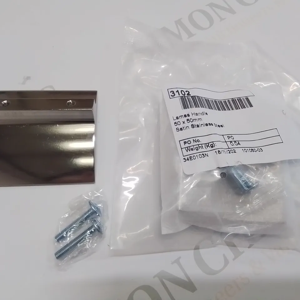 LOT OF APPROXIMATELY 50 BRAND NEW LAMAS 50X50MMSATIN STAINLESS STEEL HANDLES