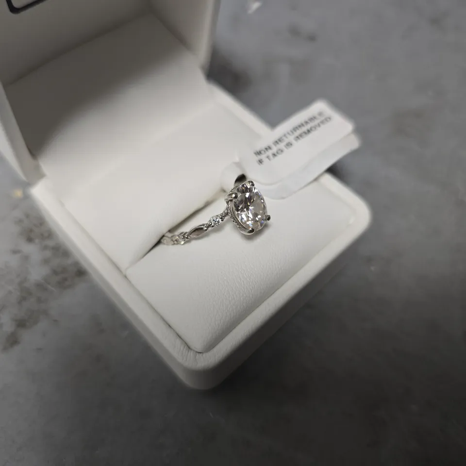 MOISSANITE LADY LYNSEY MOISSANITE 9CT WHITE GOLD 2.50CT TOTAL OVAL RING - SIZE UNSPECIFIED