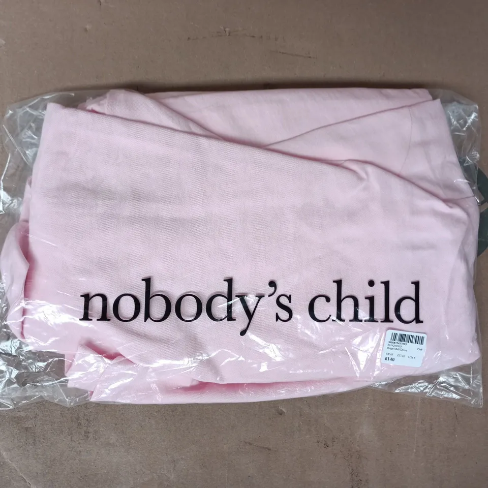 BAGGED NOBODY'S CHILD REIGN MIDI DRESS IN PINK SIZE UK 10
