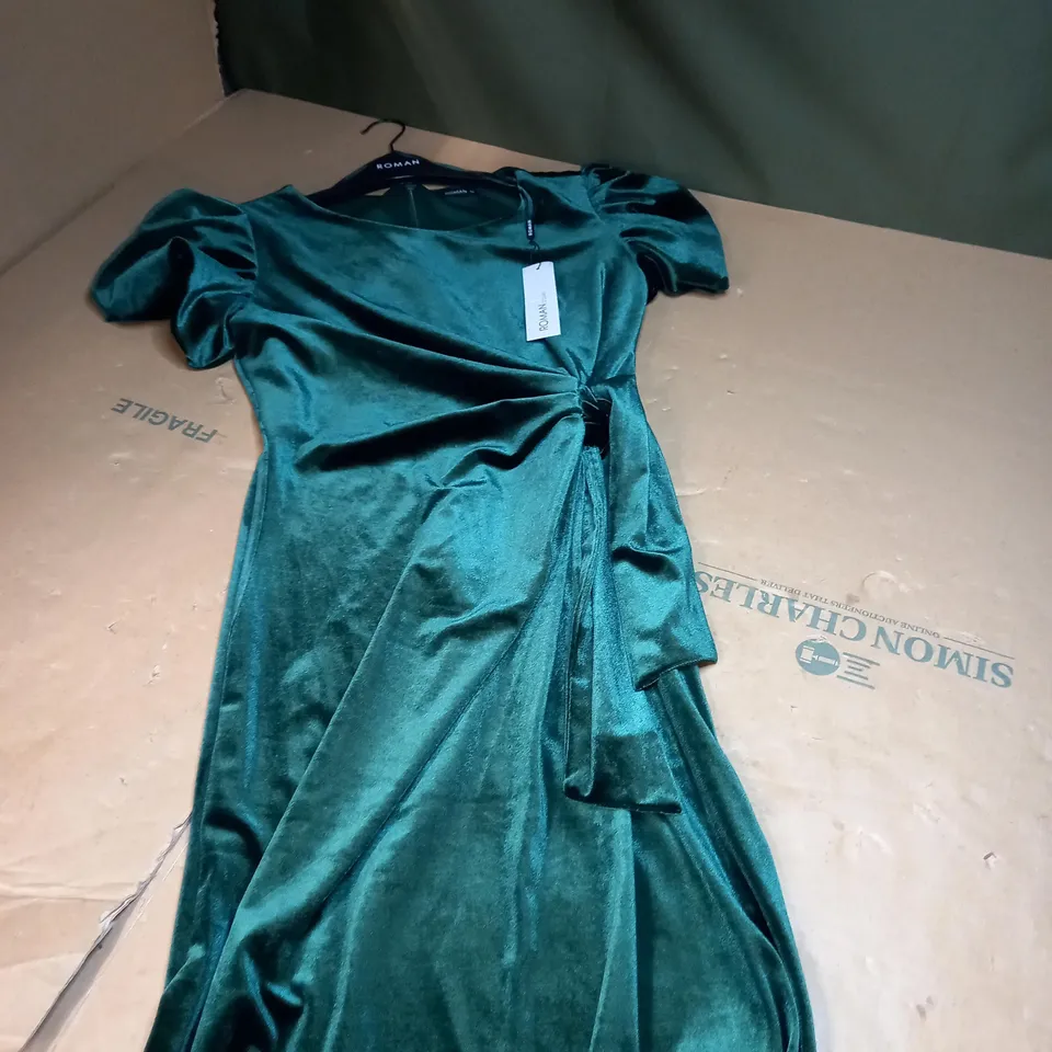 WOMENS BUBBLE SLEEVE DRESS IN GREEN SIZE 14