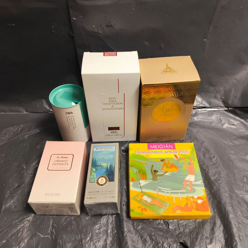 APPROXIMATELY 6 ASSORTED BOXED FRAGRANCES TO INCLUDE - ZARA, M ASAM, WARMKISS, ETC.