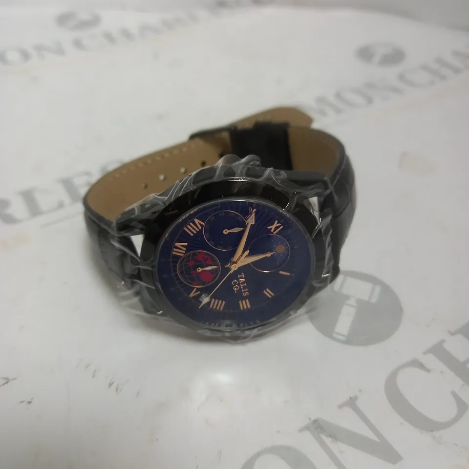 MENS TALIS CO 7120 CHRONOGRAPH WATCH – MOON PHASE MOVEMENT – GENUINE LEATHER STRAP 