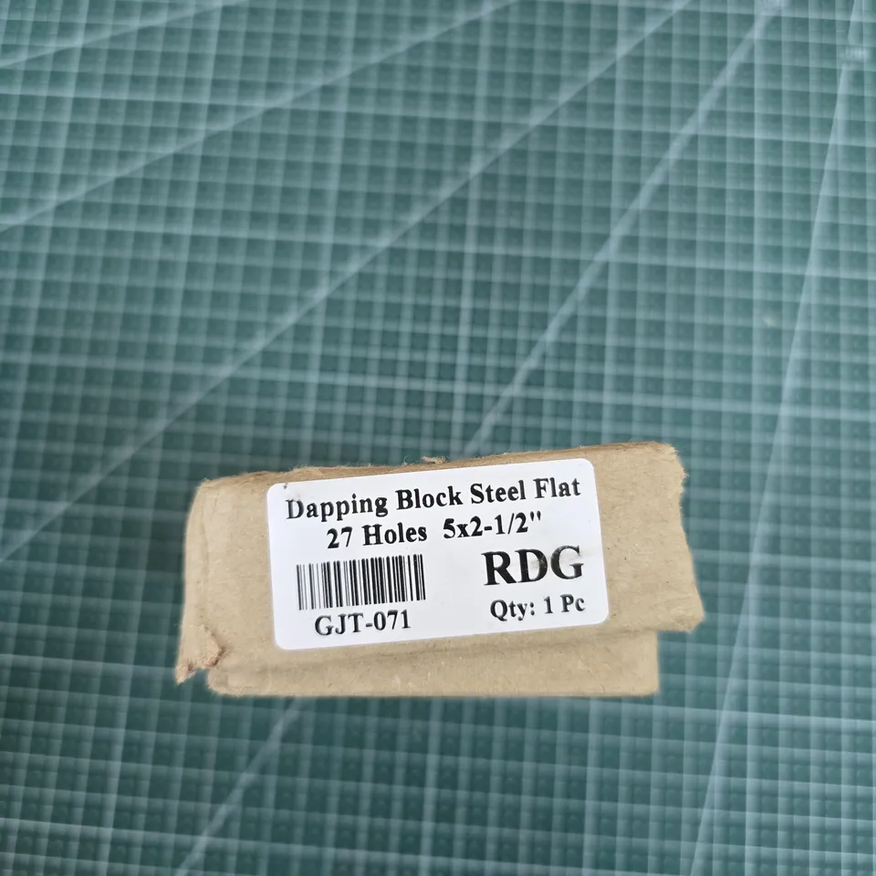 DAPPING BLOCK, STEEL FLAT, 27 HOLES, 5 X 2-1/2 IN – RDG (QTY 1)