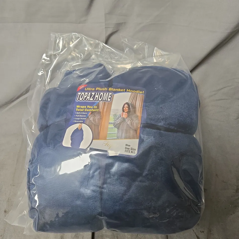 TOPAZ HOME BOX OF 10 ULTRA PLUSH BLANKET HOODIE – BLUE, ONE SIZE FITS ALL