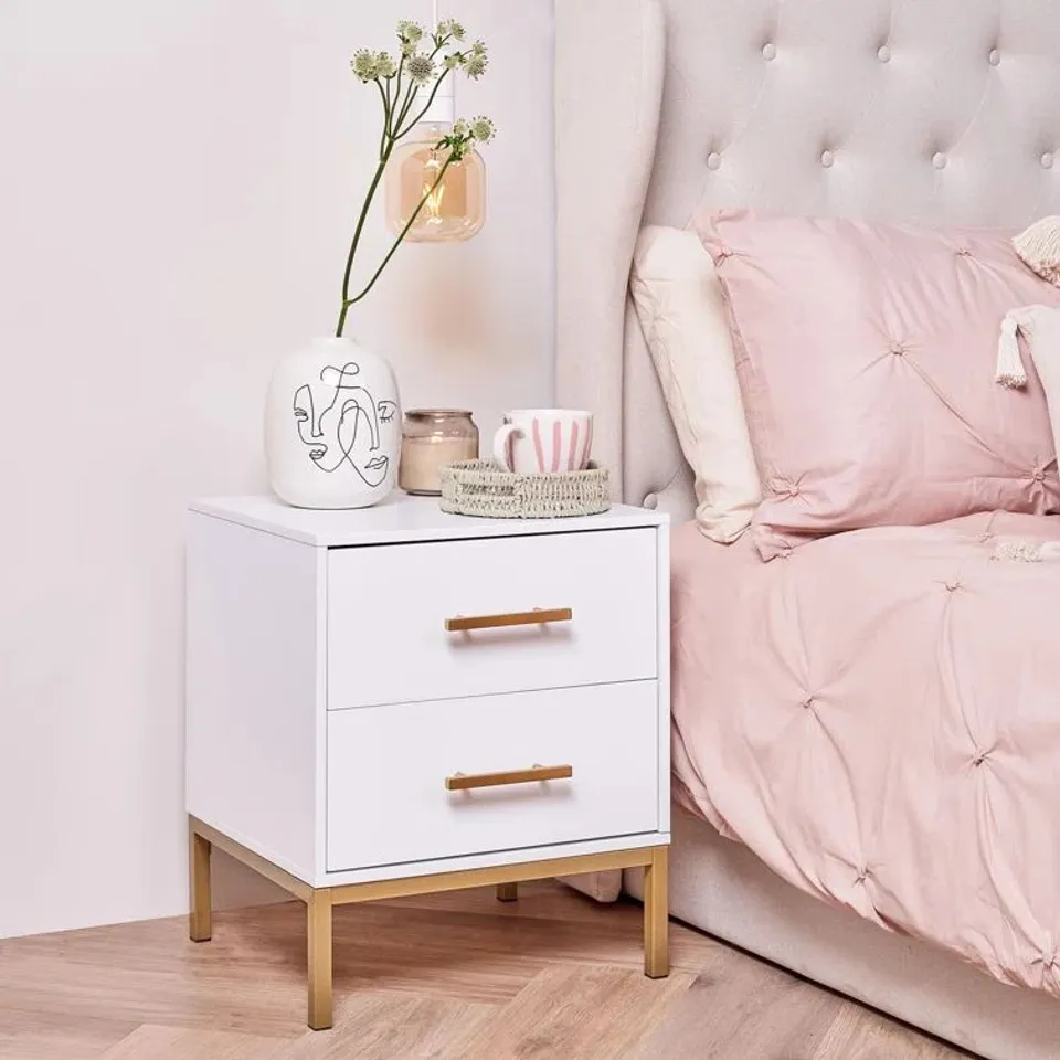 BOXED AGNA MANUFACTURED WOODEN BEDSIDE TABLE
