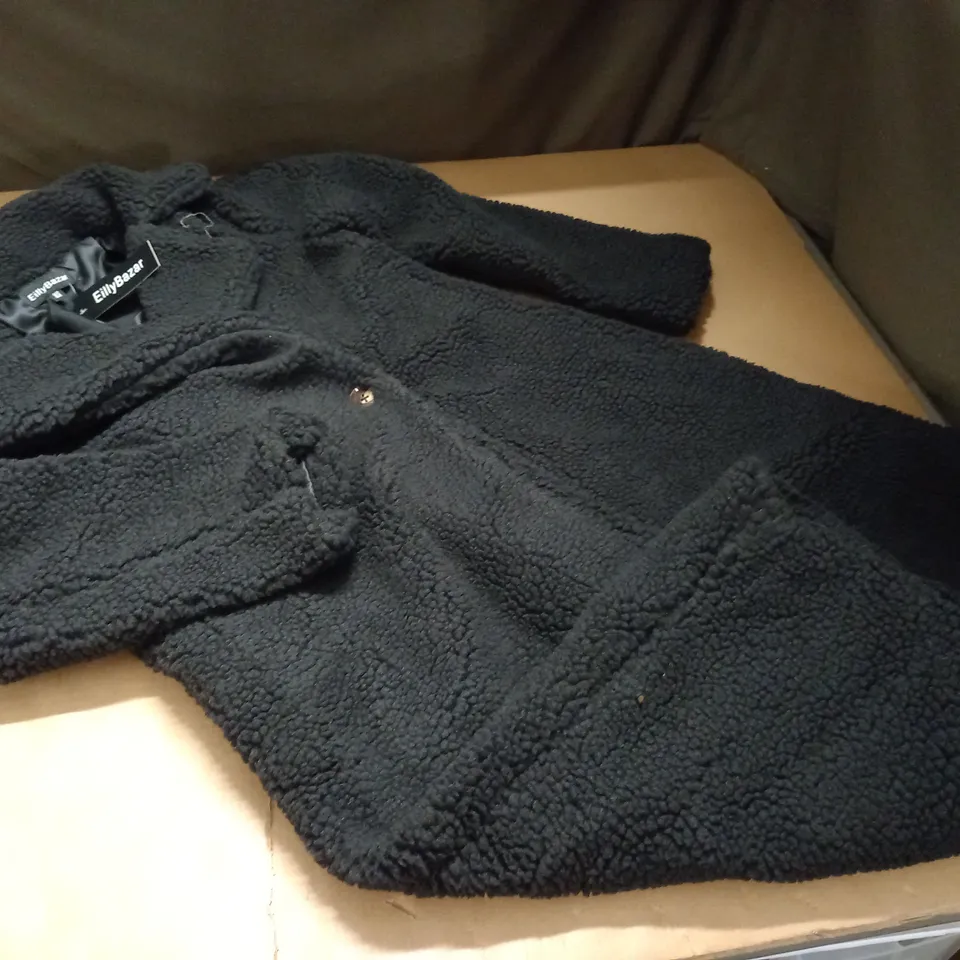 EILLY BLAZER BLACK BORG LONGLINE COAT - XS