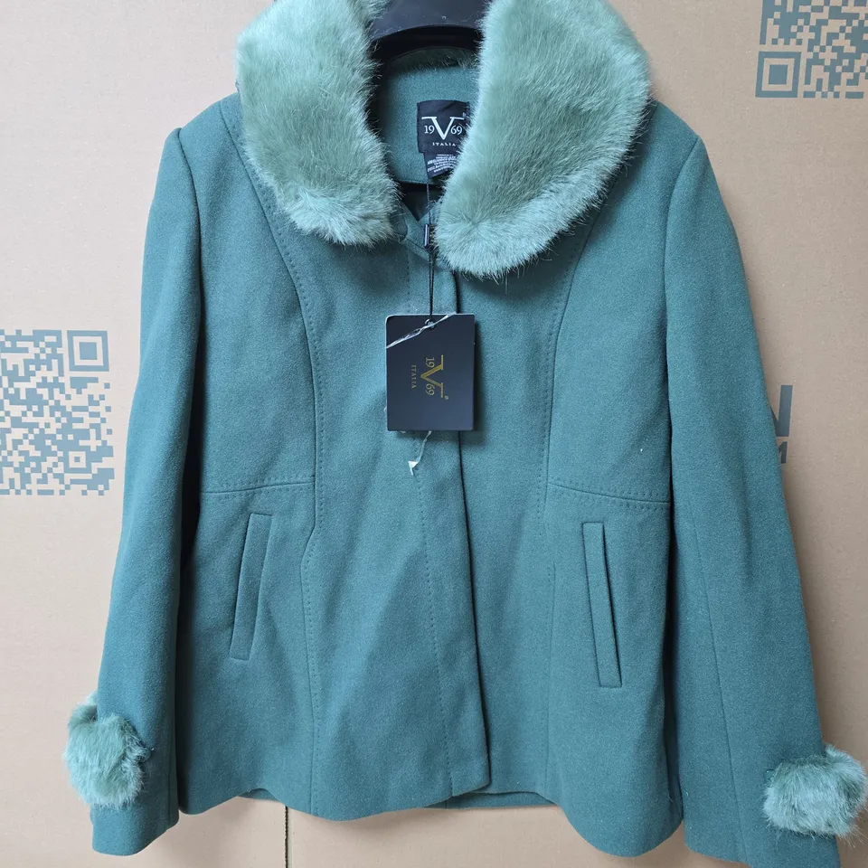 19V69 ITALIA GIACCA MEDIA CON PELLO COAT IN VERDE - SMALL