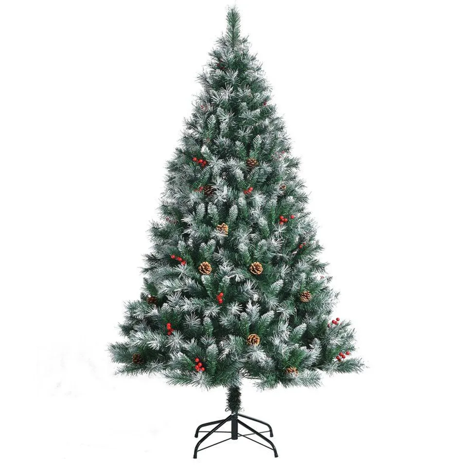 BOXED 180CM GREEN PINE CHRISTMAS TREE WITH PINECONES