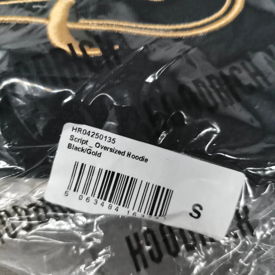 HOODRICH SCRIPT OVERSIZED HOODIE – BLACK/GOLD, SIZE S