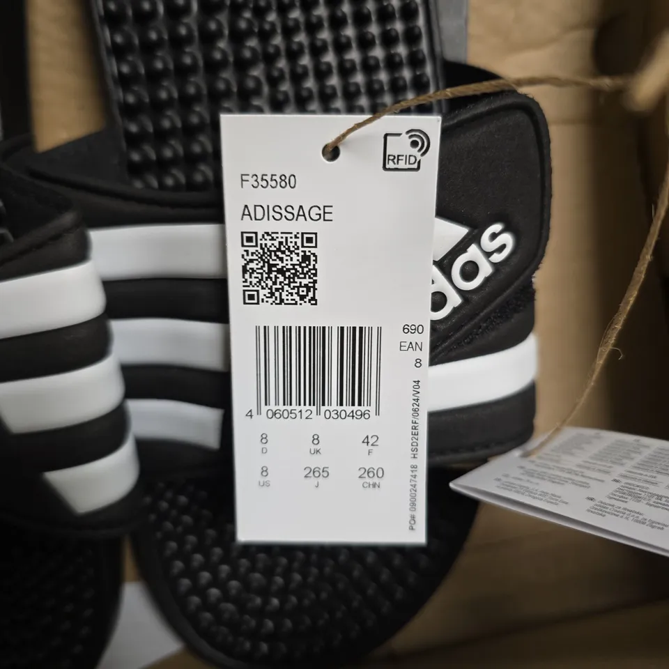 ADIDAS ADISSAGE SLIDES – BLACK, UK 8 (EU 42) UNISEX