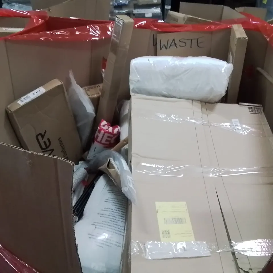 PALLET OF ASSORTED HOUSEHOLD GOODS AND PRODUCTS TO INCLUDE;BREATHING MASK,MATTRESS TOPPER 