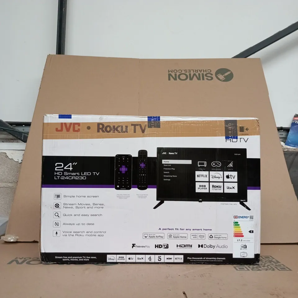 JVC 24-INCH HD SMART LED TV WITH ROKU LT-24CR230 (BOXED)