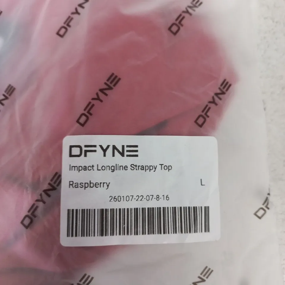 DFYNE IMPACT LONGLINE STRAPPY TOP – RASPBERRY (UK SIZE L)
