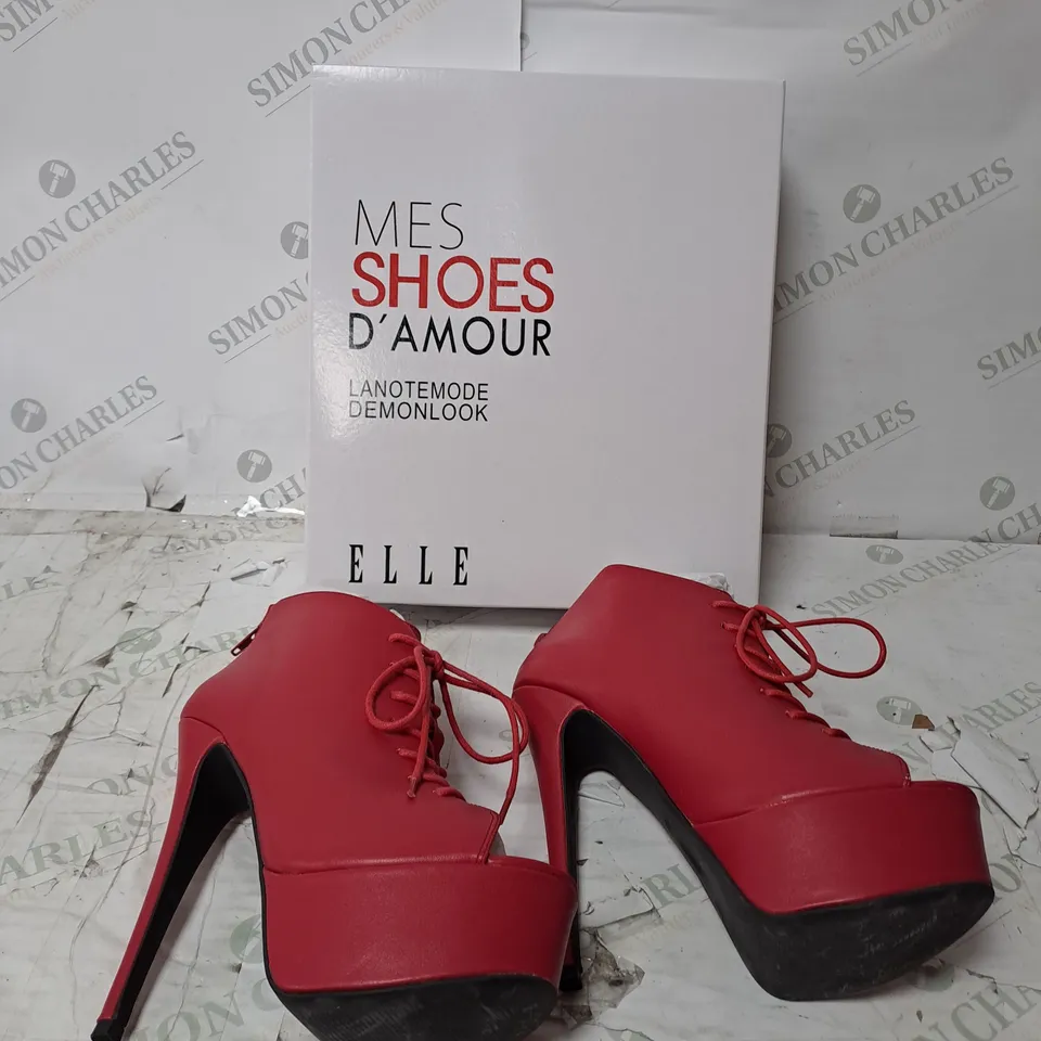 APPROXIMATELY 12 PAIRS OF BOXED MES SHOES D'AMOUR DEMONLOOK SIRE RED HEELS - SIZE VARIATION
