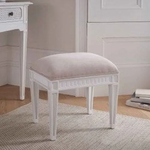 BOXED HOMESDIRECT 365 BELLE WHITE ANTIQUE FRENCH STYLE STOOL