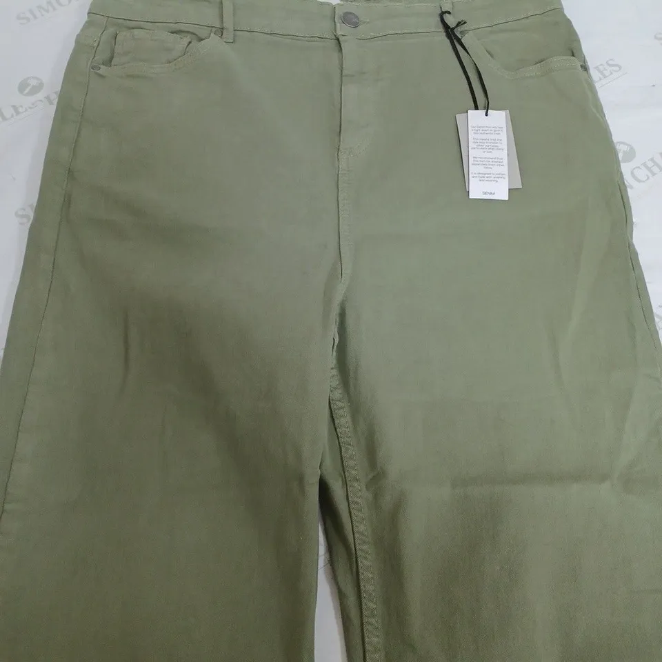 LOVE YOURS WIDE LEG KHAKI TROUSERS - UK 20