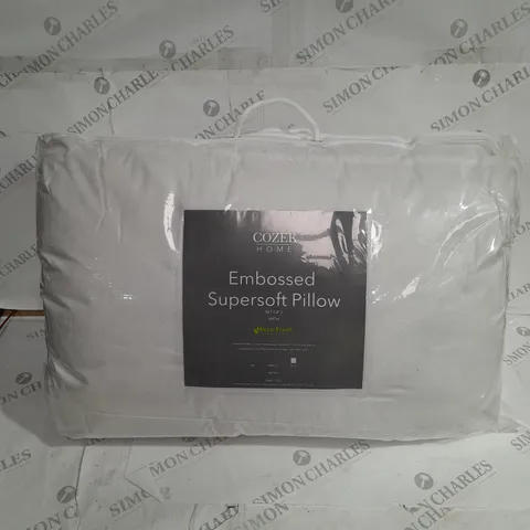 SUPERSOFT BY COZEE HOME SET OF 2 EMBOSSED MICROFRESH PILLOWS