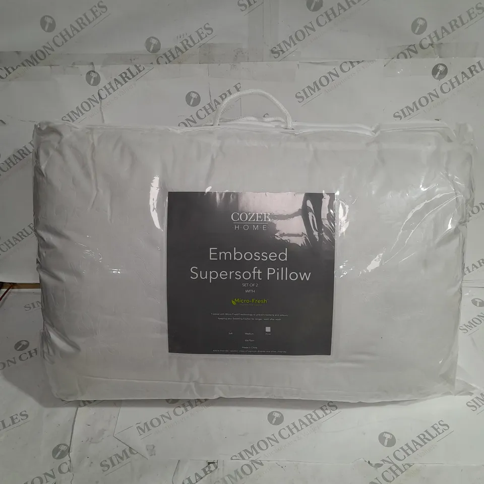 SUPERSOFT BY COZEE HOME SET OF 2 EMBOSSED MICROFRESH PILLOWS