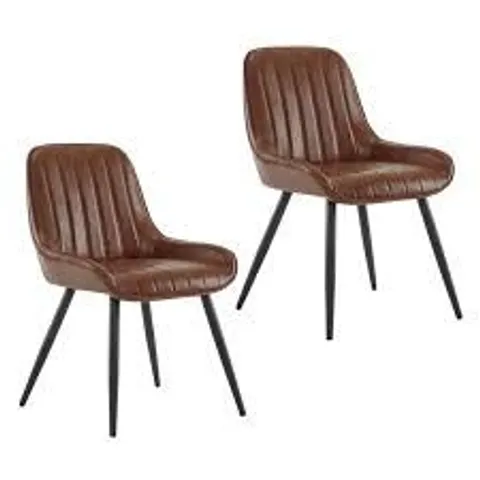 BOXED LESTARAIN DINING CHAIRS SET OF 2 VINTAGE KITCHEN COUNTER CHAIRS LOUNGE LEISURE LIVING ROOM CORNER CHAIRS WITH METAL LEGS PU LEATHER SEAT AND BACK (1 BOX)