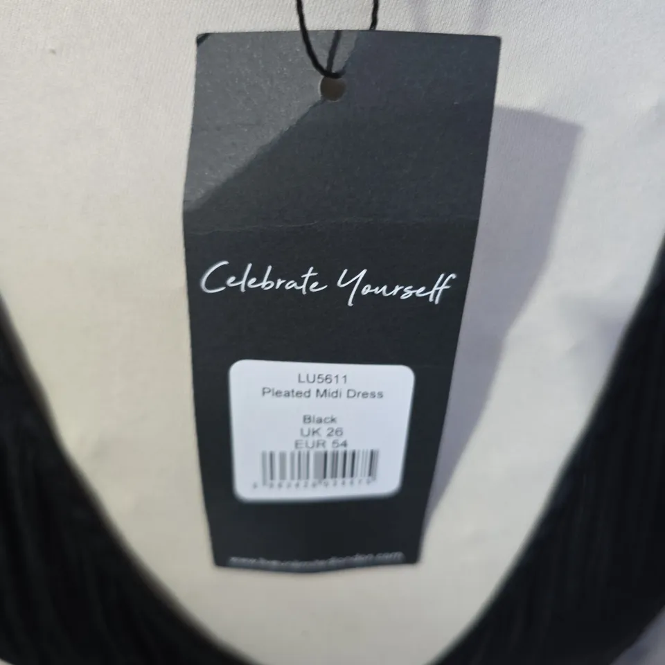 LIVE UNLIMITED PLEATED MIDI DRESS – BLACK, UK 26 (EUR 54)