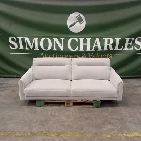DANETTI BROOKS LIGHT GREY FABRIC PLEAT 3 SEATER SOFA