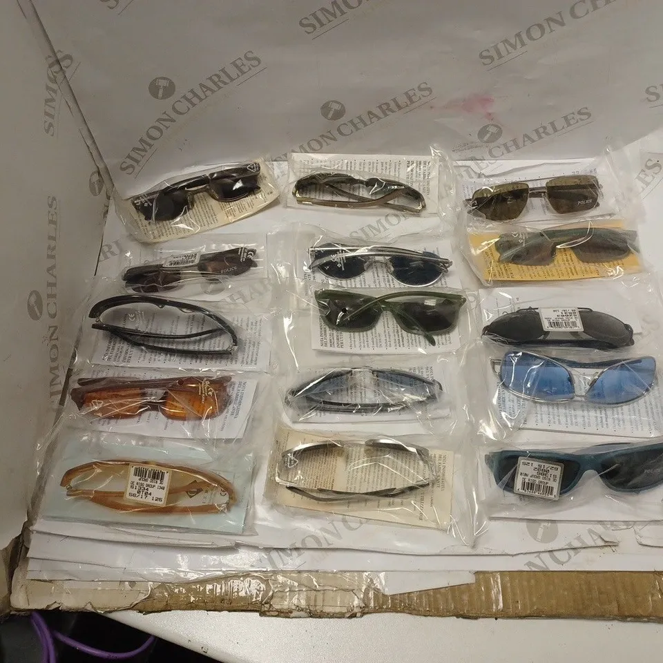 APPROXIMATELY 30 DIFFERENT DIERRE POLICE SUNGLASSES OF DIFFERENT STYLES AND COLOURS