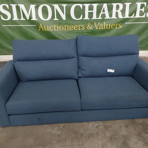 DESIGNER THREE SEATER SOFA BLUE FABRIC