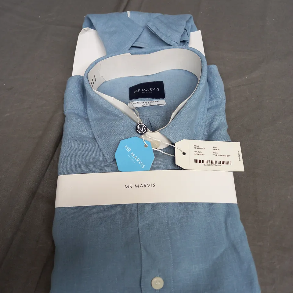 MR MARVIS ANTARCTICS THE LINEN SHIRT IN BLUE - LARGE