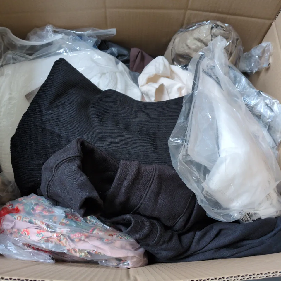 APPROXIMATELY 20 ASSORTED CLOTHING PRODUCTS IN VARIOUS STYLES & SIZES TO INCLUDE PANTS, T-SHIRTS, DRESSES ETC