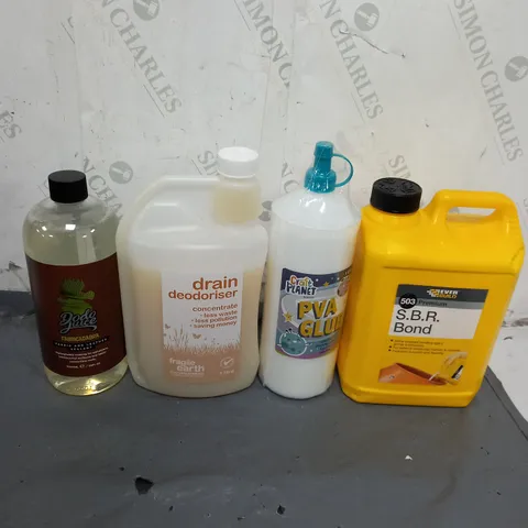 TOTE OF APPROX 10 ASSORTED HOUSEHOLD ITEMS TOO INCLUDE PVA GLUE , SUGAR SOAP , FLOOR CLEANER , ETC