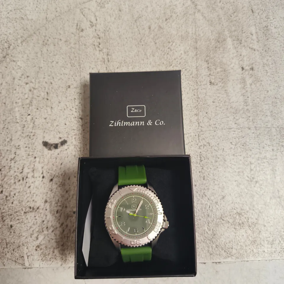 ZIHLMANN & CO. WRISTWATCH - GREEN SILICONE STRAP, BOXED