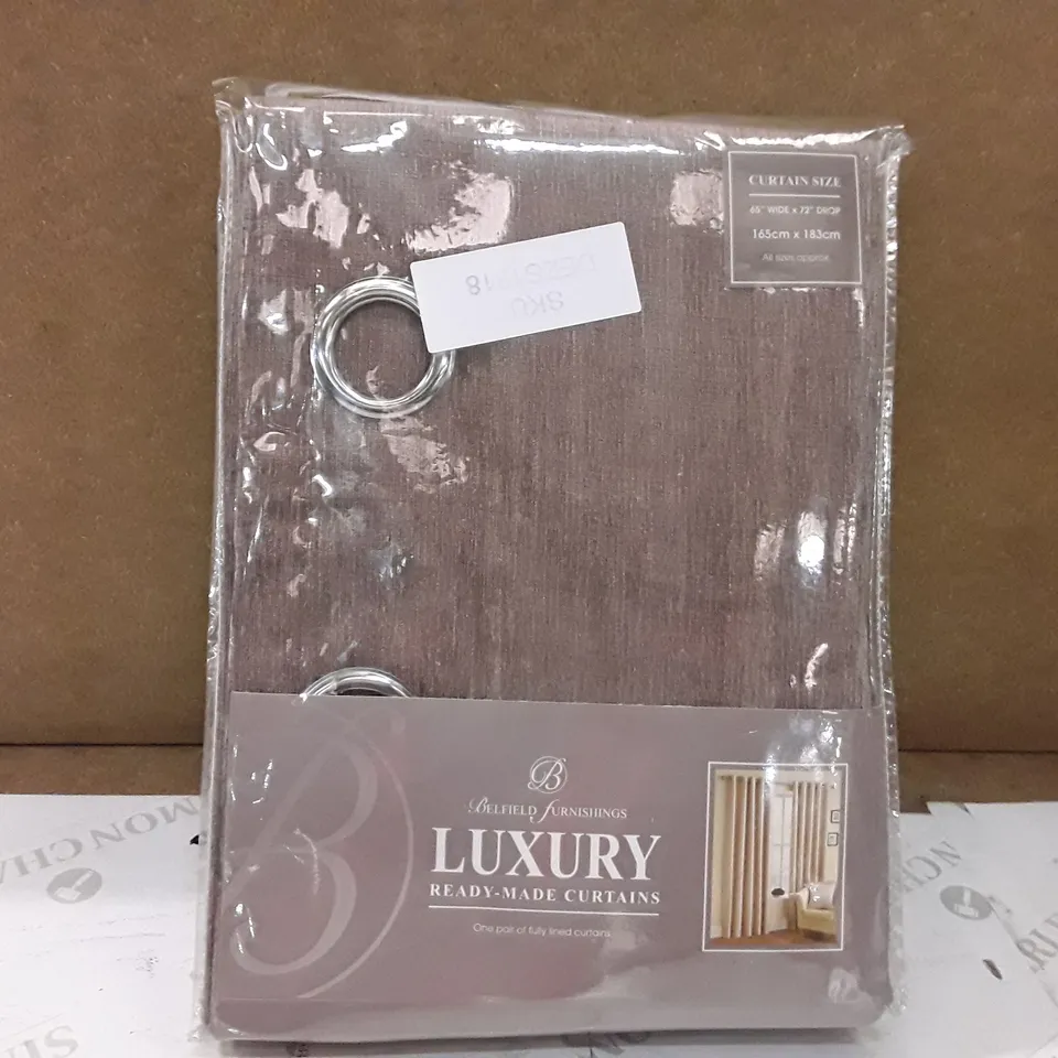 BRAND NEW BELFIELD FURNISHING LUXURY CURTAINS- 165CM X 183CM (NATURAL)