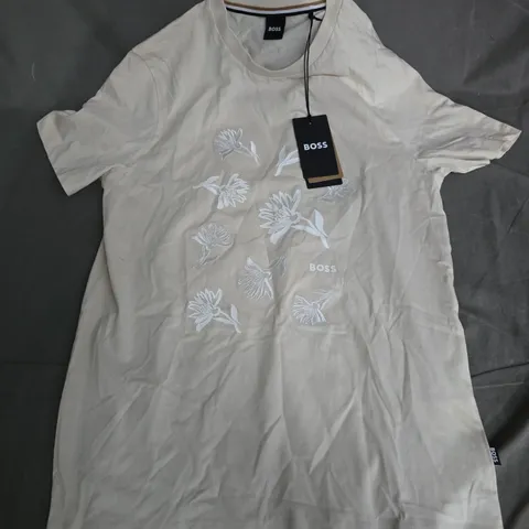 BOSS FLORAL TEE IN BEIGE - SMALL