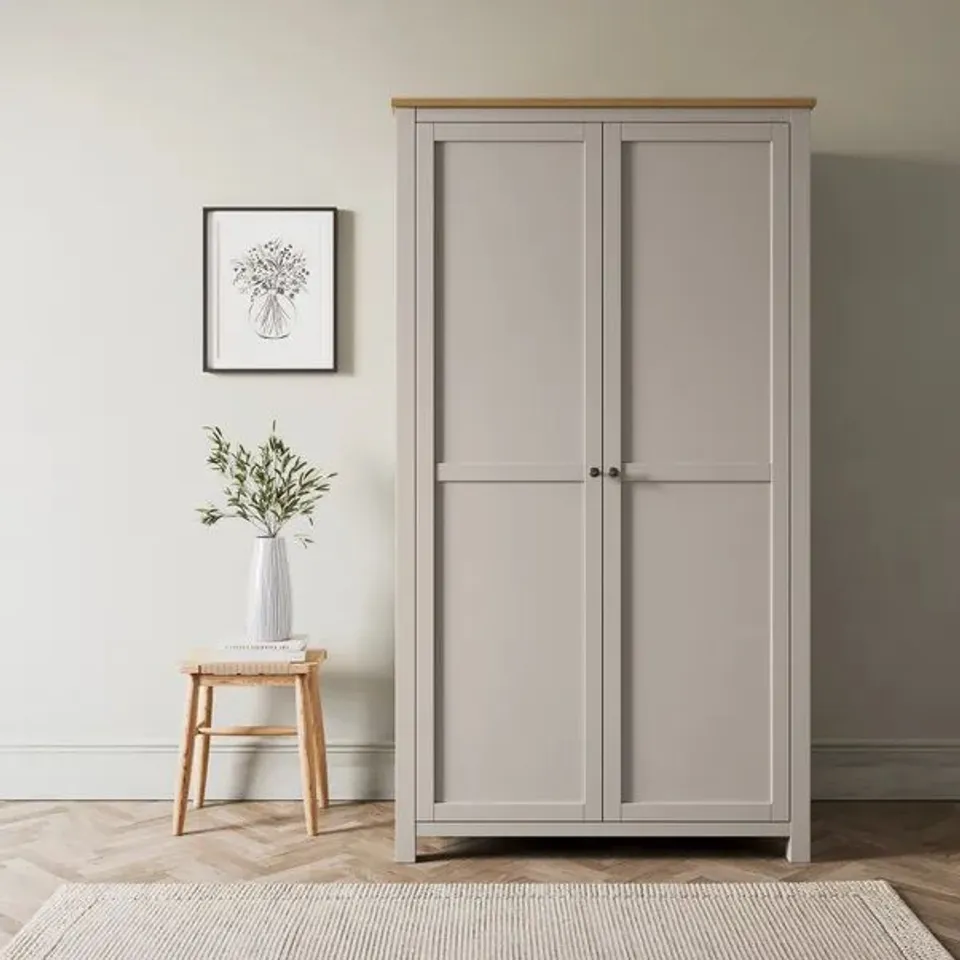 BOXED OLNEY DOUBLE WARDROBE - STONE (2 BOXES)