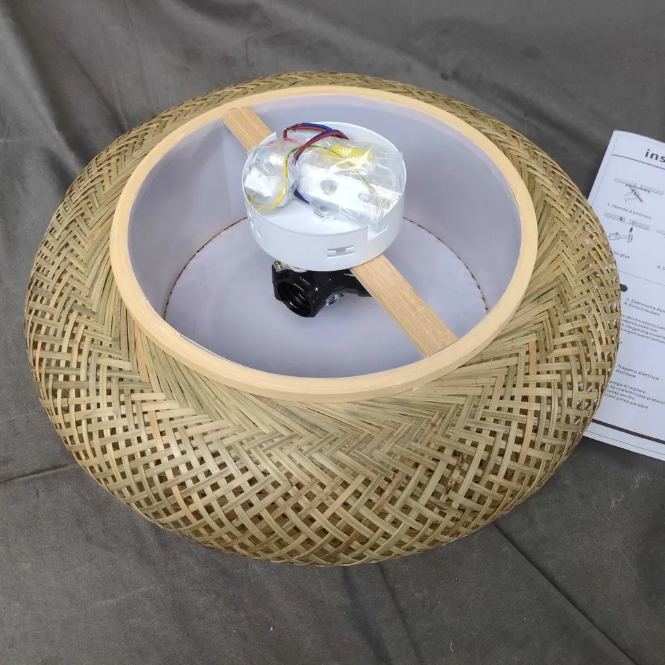 WOVEN RATTAN CEILING PENDANT LIGHT SHADE – CIRCULAR BASKET STYLE
