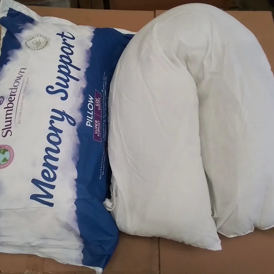 TWO LARGE BOXES OF ASSORTED BAGGED AND LOOSE PILLOWS 