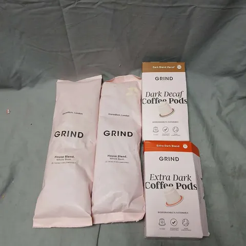 APPROXIMATELY 5 ASSORTED FOOD ITEMS TO INCLUDE -  GRIND COFFEE, COFFEE PODS