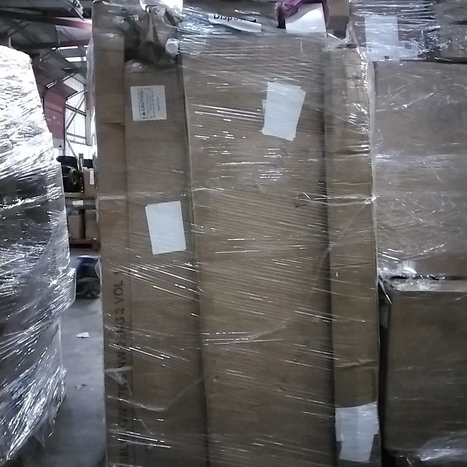 PALLET OF HOUSEHOLD ITEMS TO INCLUDE 360 DEGREE SWIVEL JEWELLERY CABINET MIRROR,  AUTOMATIC BALL LAUNCHER,  CAR MULTIMEDIA PLAYER AND OTHER ASSORTED ITEMS...