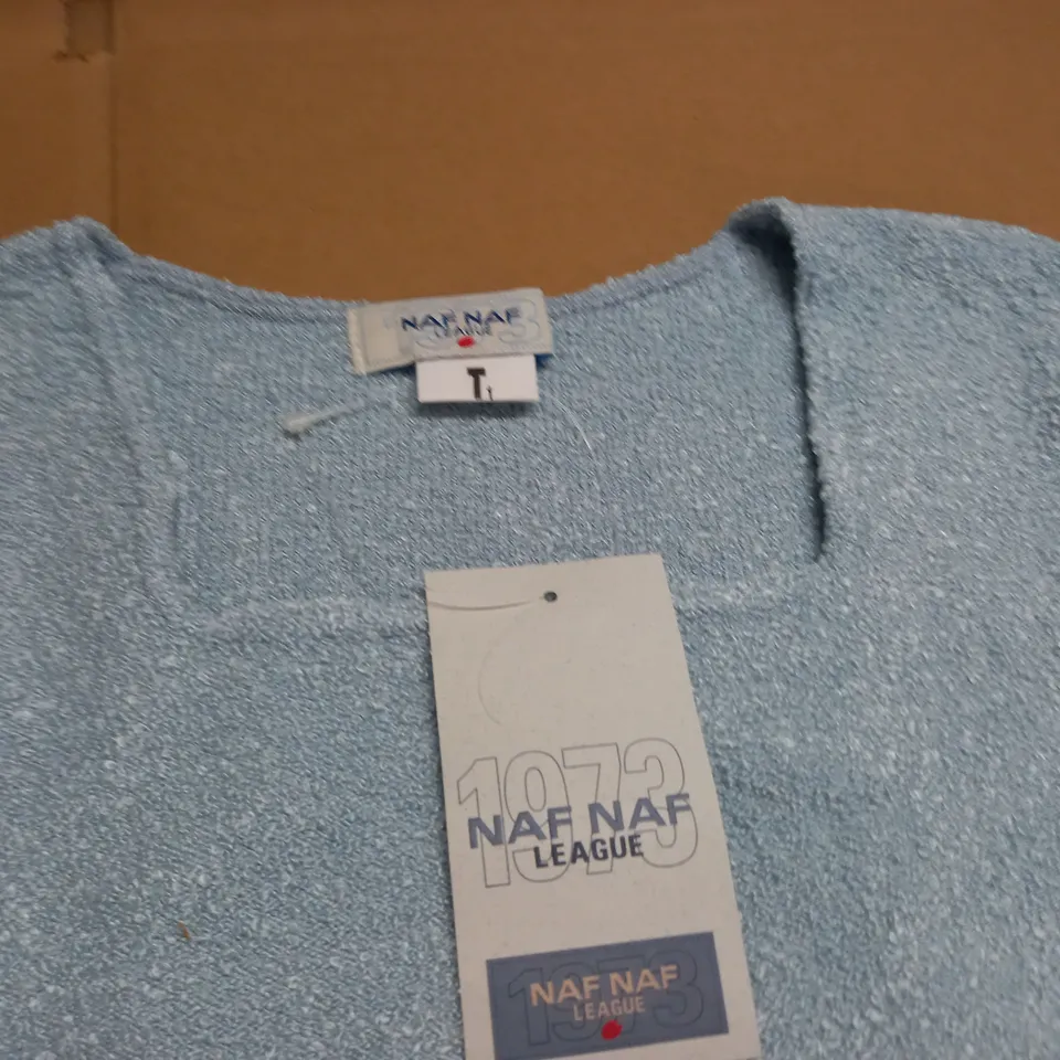 LARGE QUANTITY OF BLUE SQUARE NECK NAF NAF JUMPERS - SIZE UNSPECIFED