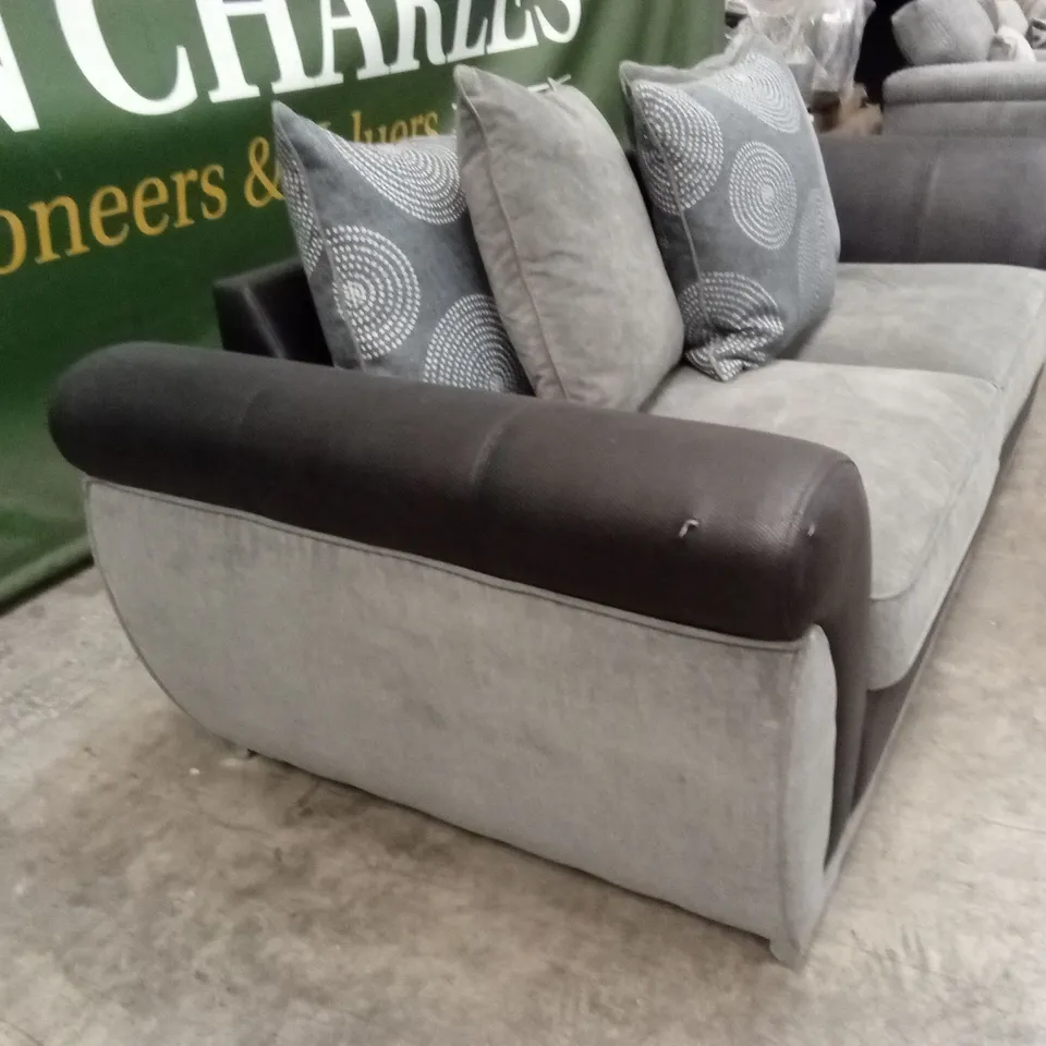 DANUBE FABRIC/FAUX LEATHER 3 SEATER SOFA RRP £599