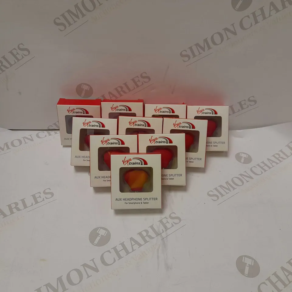 BOX OF APROX 10 VIRGIN TRAINS AUX HEADPHONES SPLITTERS 3.5MM