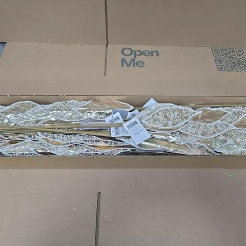 BOX OF APPROXIMATELY 12 GISELA GRAHAM WHITE AND GOLD FAUX LEAF ARRANGEMENTS